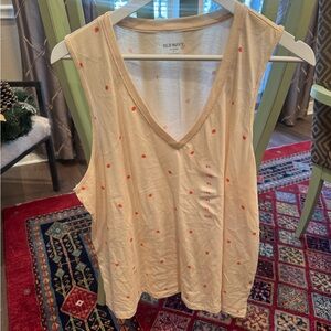 Old Navy Women's Beige Tank Top with Orange Dots